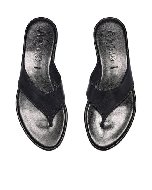 Aeyde Black Thong Slide Sandals