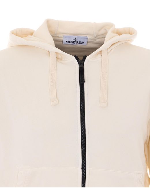 Stone Island Natural Zip-Up Drawstring Hoodie for men