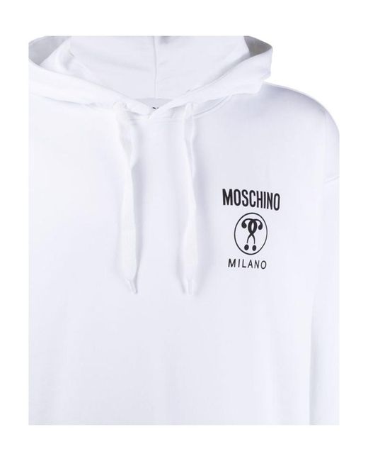 Moschino White Double Question Mark Logo-Print Hoodie for men