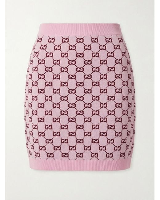 Gucci Red Monogrammed Intarsia Knit Skirt