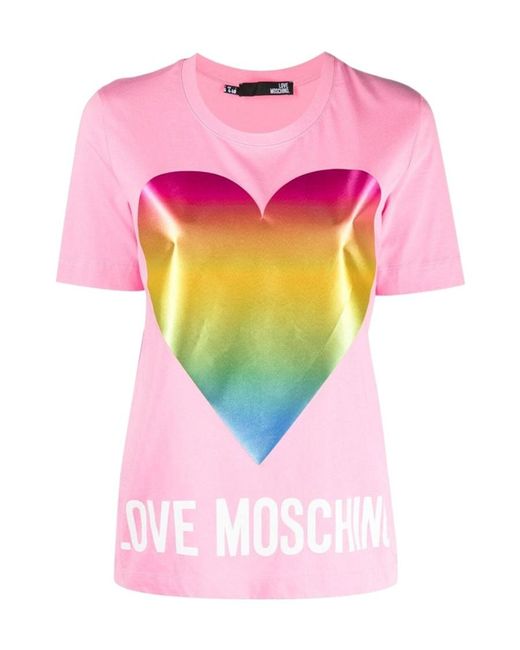 Moschino Pink T-Shirt With Round Neck And Short Sleeves