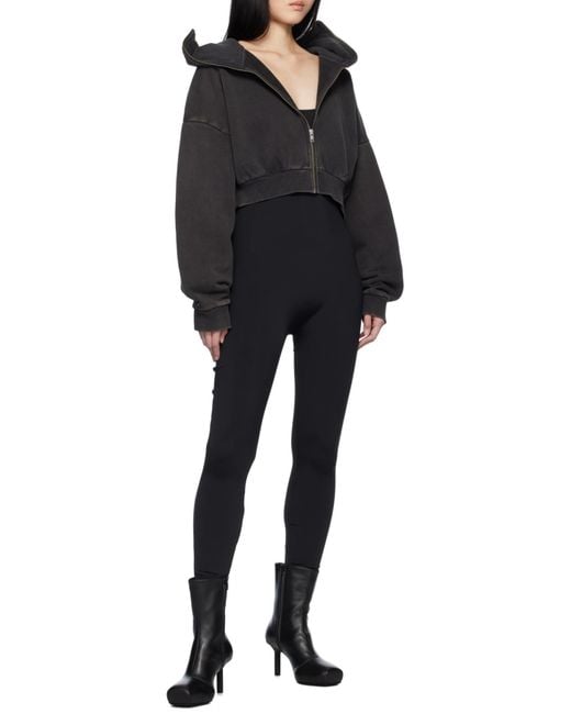 Entire studios Black Long Sleeved Cropped Zipped Hoodie