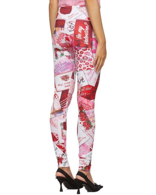 Balenciaga Red Patchwork Printed Leggings