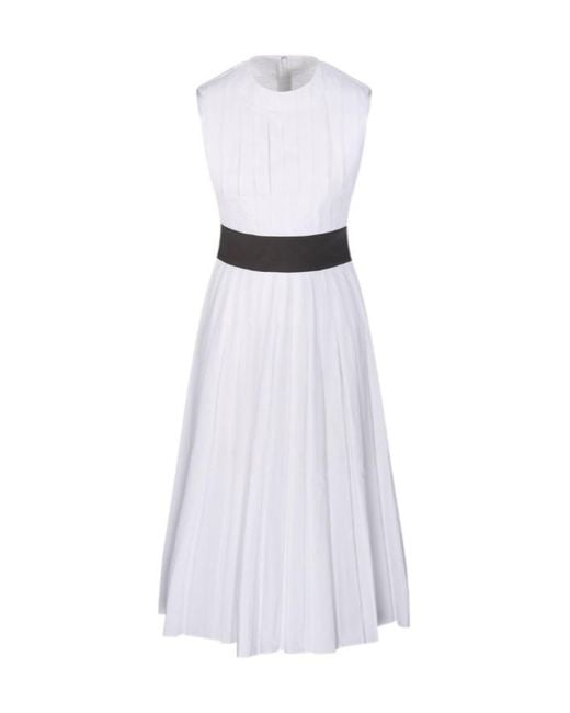Tory Burch White Pleated Poplin Dress