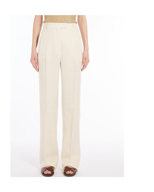 Max Mara White Studio Cordova Pleat Detailed Straight Leg Trousers