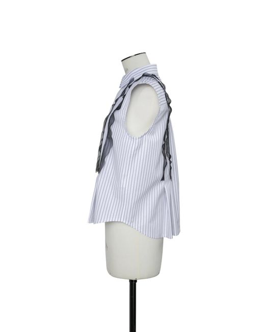 Sacai Blue Ruffled Striped Shirt