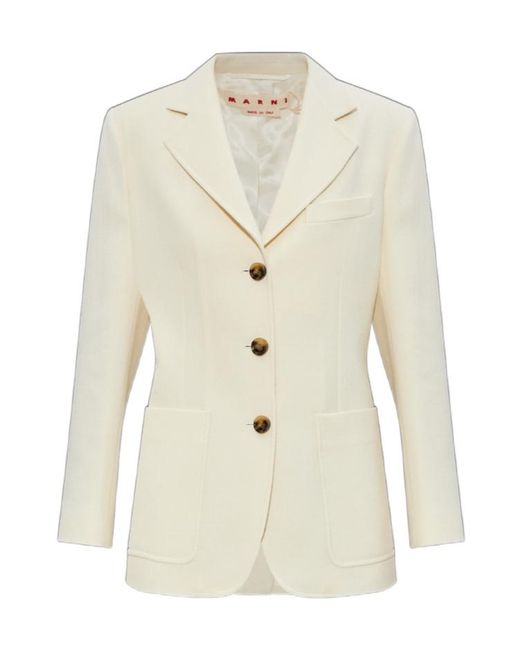 Marni White Collared Button-Up Blazer