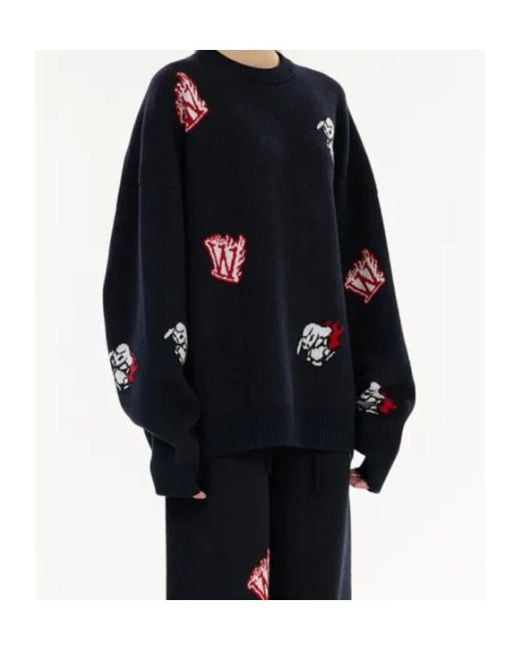 we11done Black Crew-Neck Sweater for men