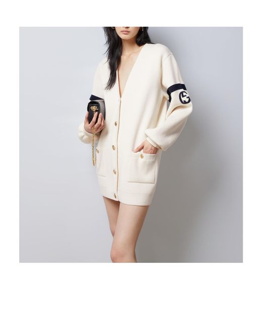 Gucci White Interlocking G Buttoned Cardigan