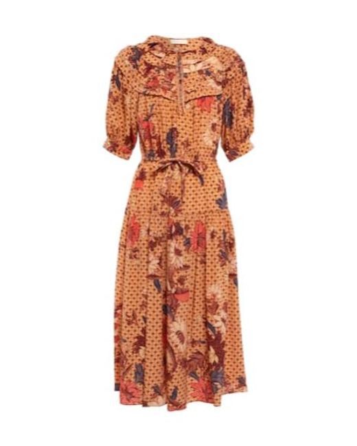 Ulla Johnson Orange Printed Mid-Length Dress