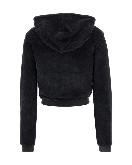 T By Alexander Wang Black Zip-Up Hooded Sweatshirt