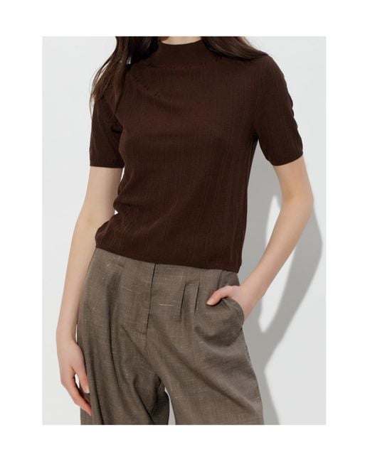 Officine Generale Brown Ribbed Short-Sleeve T-Shirt