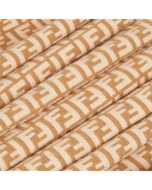 Fendi White Ff Jacquard Fringed-Edge Scarf