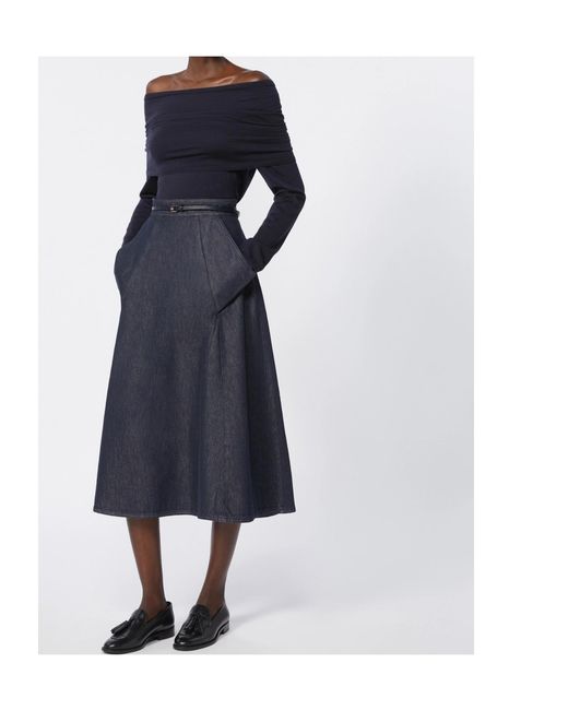 Max Mara Blue Visone Midi Skirt