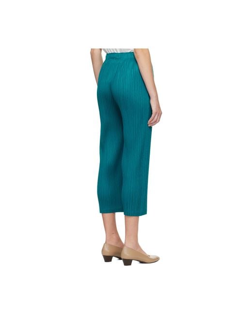 Pleats Please Issey Miyake Blue Pleated Casual Pants