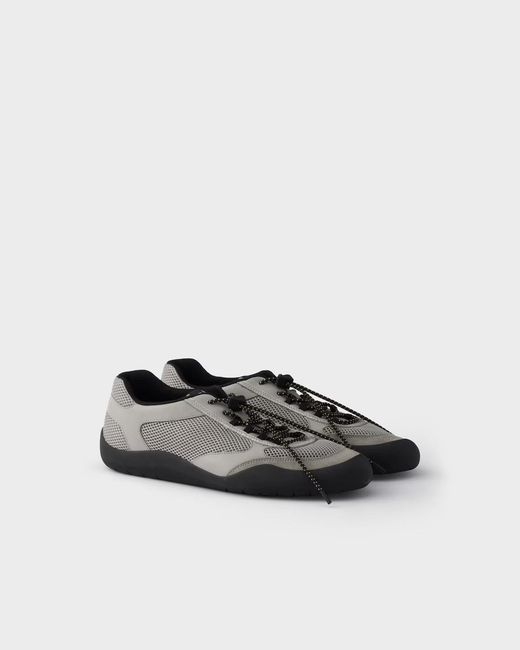 Prada Black Speedrock Leather And Mesh Fabric Sneakers for men