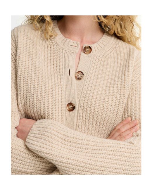 Barbour Natural Button-Front Knit Cardigan