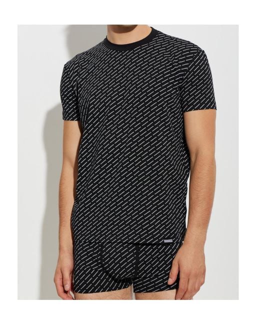 DSquared² Black Round Neck Short-Sleeved Underwear for men