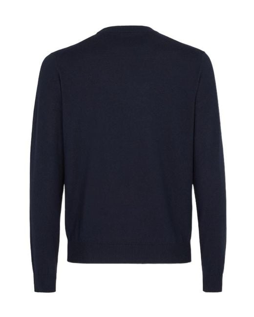 Fendi Blue Logo Plaque Crewneck Knitted Jumper for men