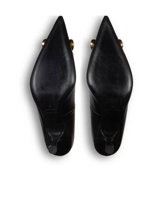 Balenciaga Black Logo Plaque Pointed-Toe Heels