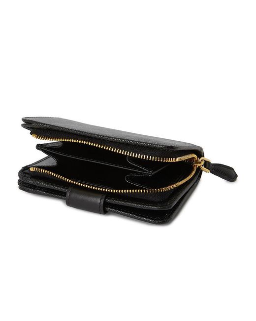 Prada Black Small Saffiano And Smooth Leather Wallet