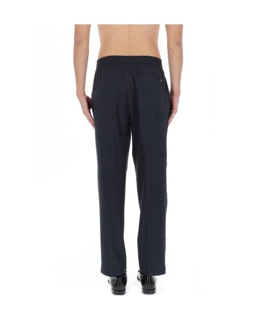 Herno Blue Drawstring Linen Pants for men