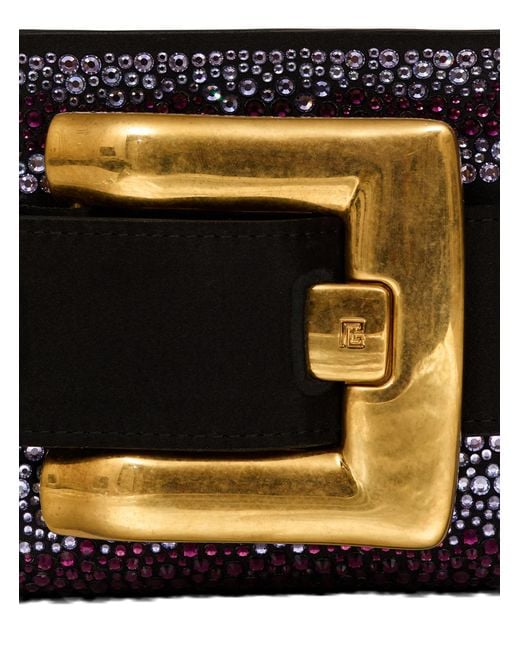 Balmain Black Anthem Crystal Satin Clutch