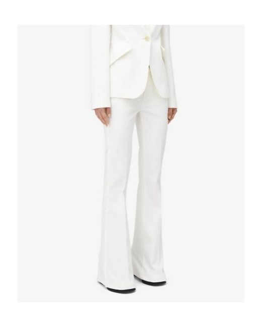McQueen White Raw Finish Flared Jeans