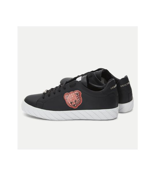 Philipp Plein Black Logo Patch Trainers for men