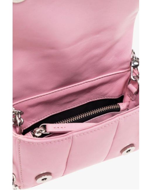 Stand Studio Pink Quilted Leather Satchel Bag