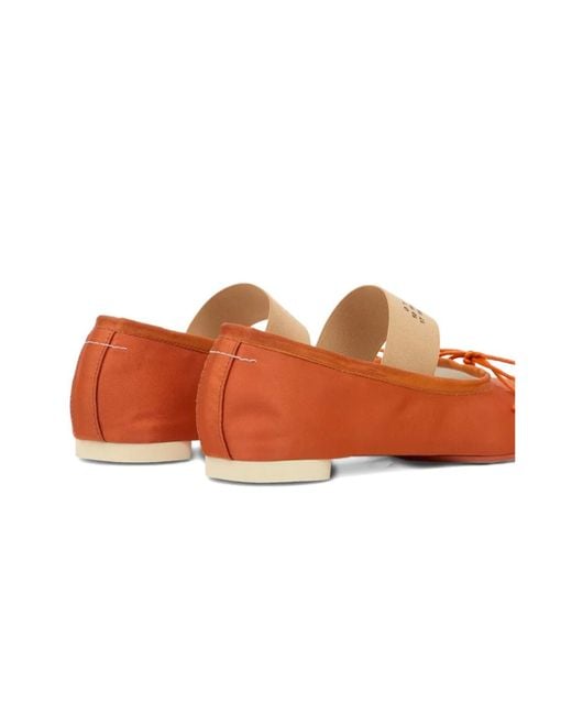MM6 by Maison Margiela Orange Atomic Bow-Detailed Satin Ballerina Shoes