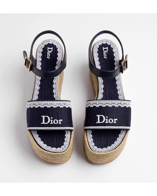 Dior Blue Dentelle Wedge Sandal