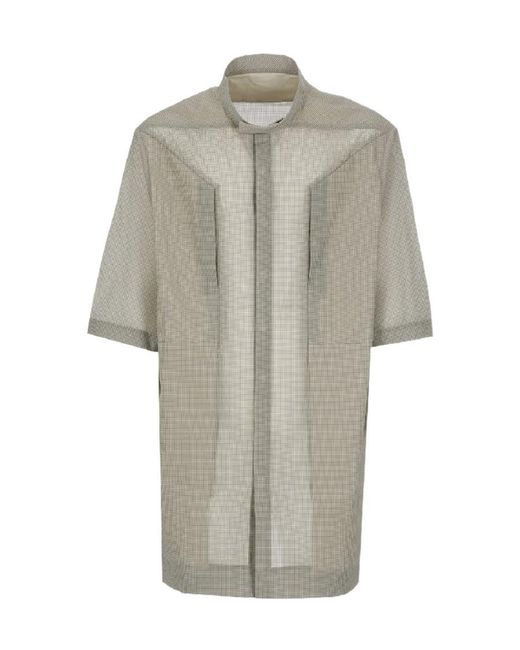 Rick Owens Gray Geometric Pattern Oversized Shirt for men