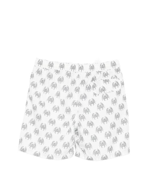 Eleventy White Elastic Waist Swim Trunks for men