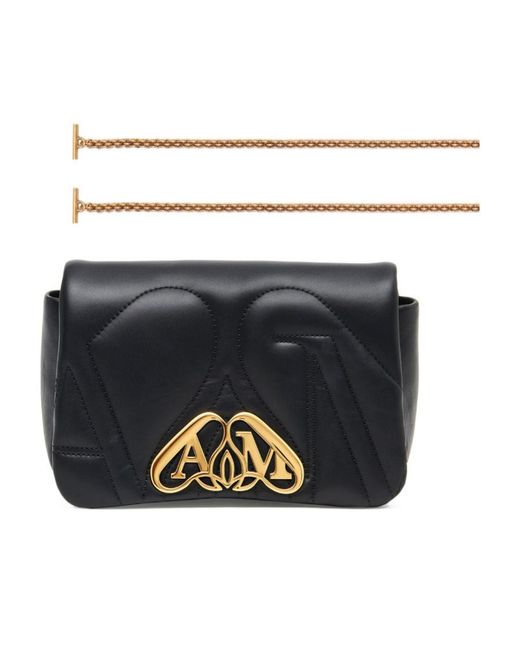 McQueen Black The Seal Mini Crossbody Bag