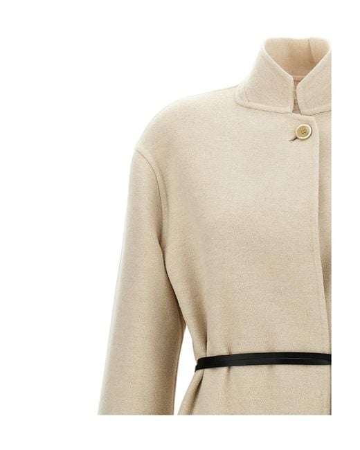Fabiana Filippi Natural Single-Breasted Belted Coat