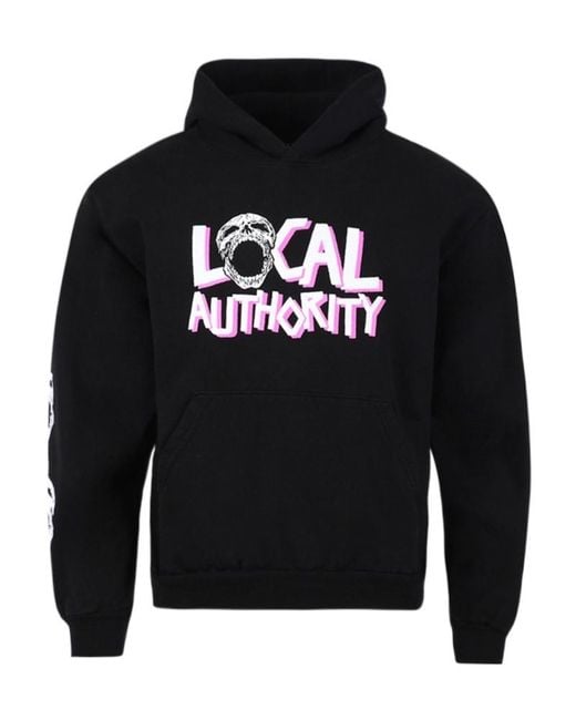 Local Authority Blue Skull Pattern Hoodie for men