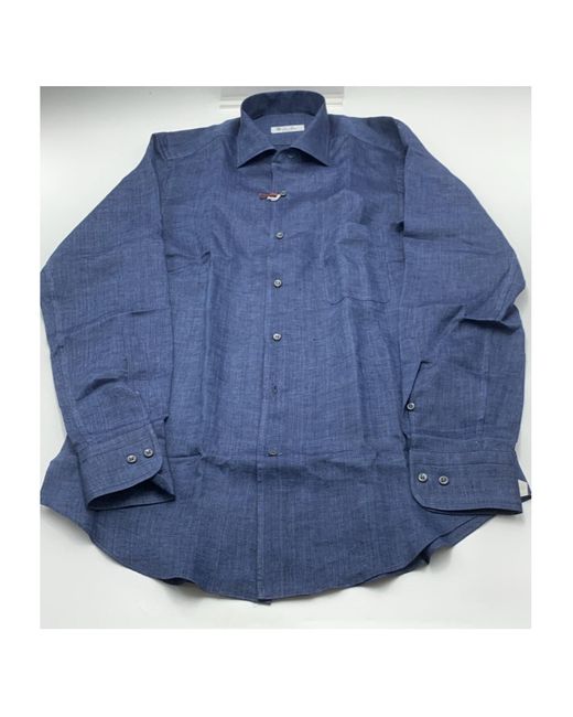 Loro Piana Blue André Long-Sleeved Shirt for men