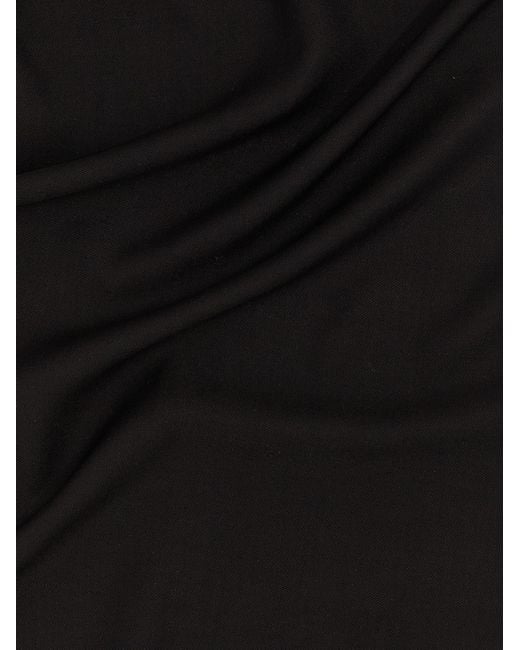 Totême  Black Totême Logo Tag Frayed-Edge Scarf