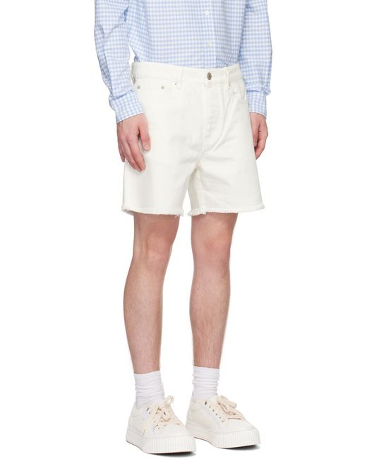 AMI White Ami Mid-Waisted Denim Shorts for men