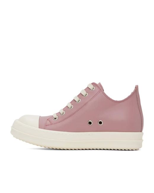 Rick Owens Pink Lido Round-Toe Lace-Up Sneakers for men