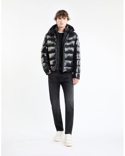 Fay Black Water Repellent Hooded Jacket for men