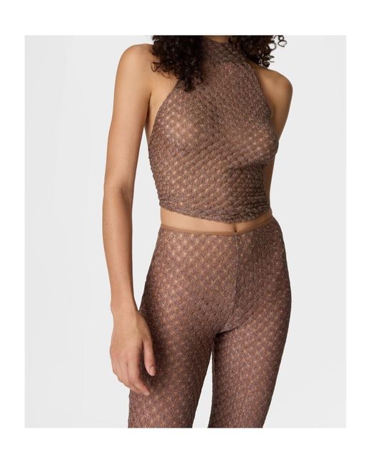 Missoni Brown Spiderweb Motif Scarf Top