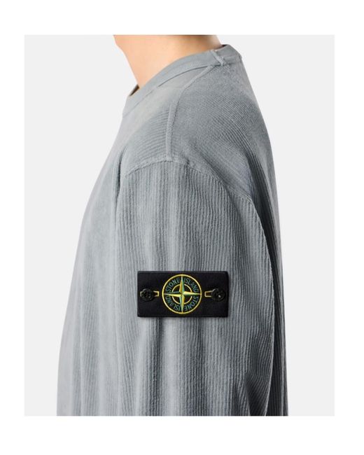 Stone Island Gray Comfort-Fit Crewneck Sweatshirt With Shoulder Inserts for men