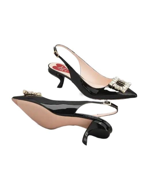 Roger Vivier Black Virgule Buckle Slingback Pumps