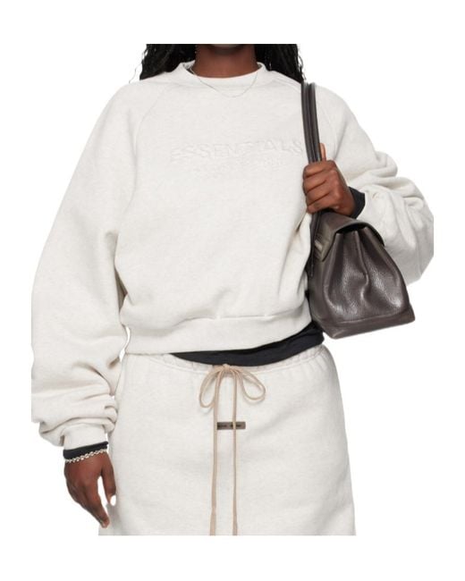 Fear Of God White Long-Sleeved Cropped Sweatshirt