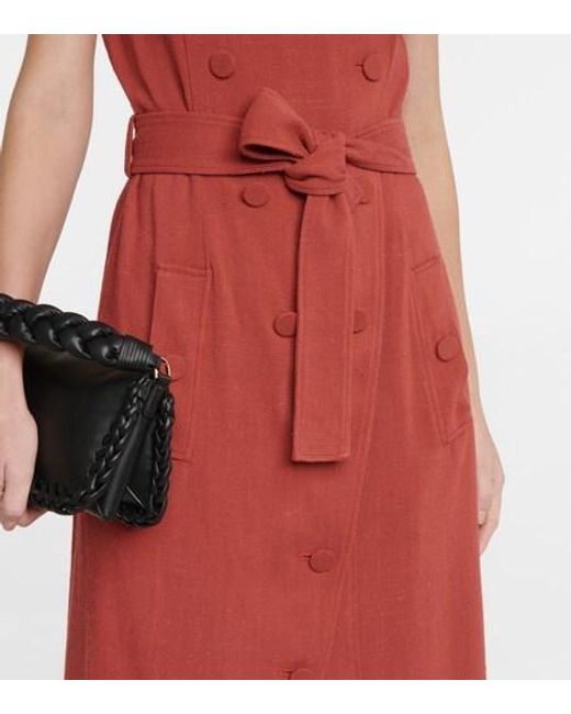 Altuzarra Red Audrey Linen-Effect Midi Dress
