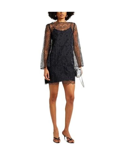 Max Mara Black Solid Embroidered Dress