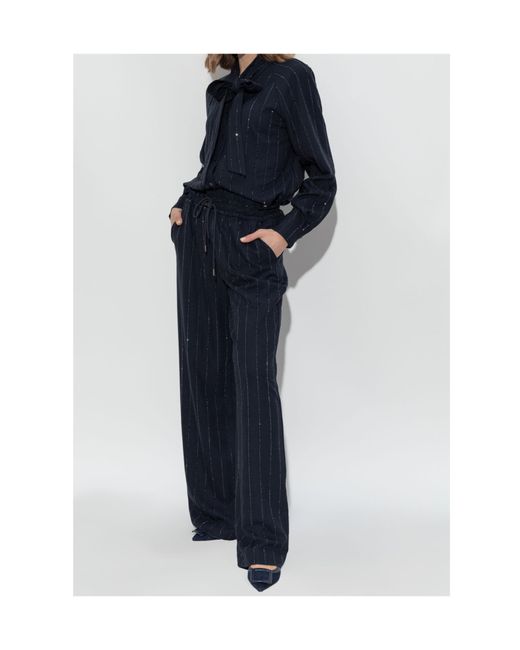 Self-Portrait Blue Sequin Embellished Long-Sleeved Shirt