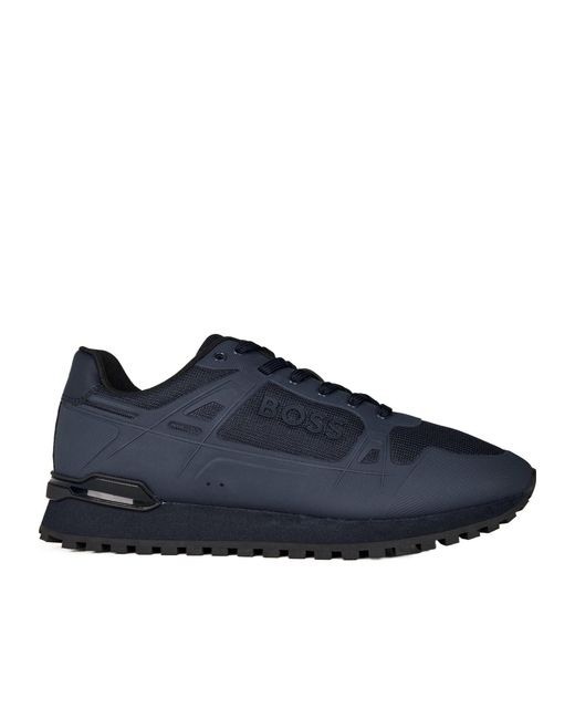 Boss Blue Solid Color Sneakers for men